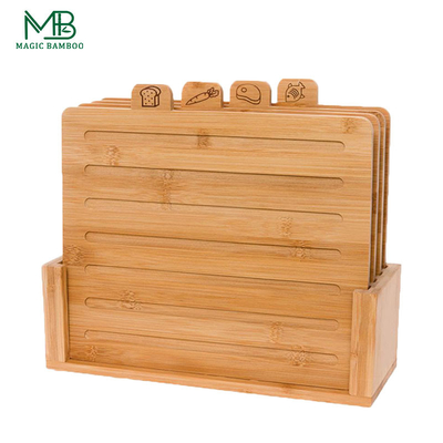 Placas de corte de bambú, conjunto 4, codificadas con soporte