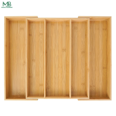 Caja de almacenamiento de cajones con compartimiento expandible de bambú