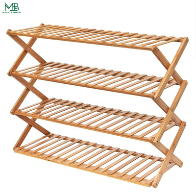 Estante de almacenamiento de zapatos de 4 niveles de madera de bambú plegable de instalación gratuita