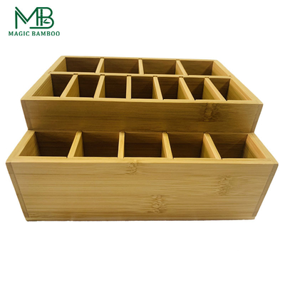 Caja de almacenamiento de maquillaje de bambú