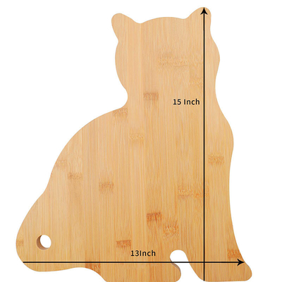 Tabla de corte en forma de gato de bambú sostenible Tabla de servicio de madera Tabla de corte de cocina 38.2*33.1*1.6cm