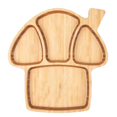 Suministro Plato para bebés de bambú ecológico de estilo moderno en forma de hongo con base de silicona