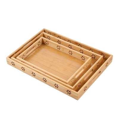 Plato de bambú grande personalizado para servir postres bandeja rectangular