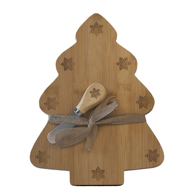 Plancha de corte de árboles de Navidad de bambú ecológicos con cuchillo de queso