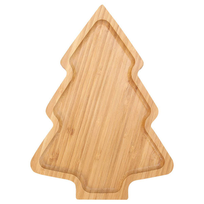 bandeja de comidas en forma de árbol de Navidad de madera de bambú para servir platos modernos