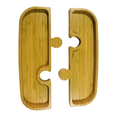 Plato Plato de bambú Puzzle de diseño de madera En forma de bandeja Plato de cena para catering