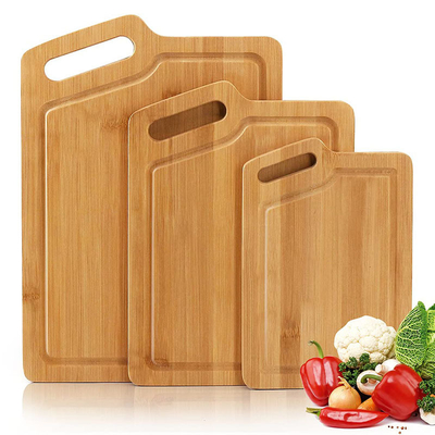 Tabla de corte de bambú Conjunto con ranura de jugo L 40 * 28 * 1,5 cm M 33 * 24 * 1,5 cm S 27 * 18 * 1,5 cm
