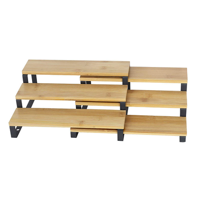 3 Niveles de bambú expandible Estante de cocina organizador Recaudador de especias sostenible