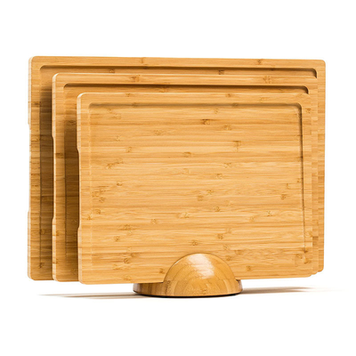 Tabla de corte de bambú de gran tamaño con ranura de jugo y logotipo personalizado