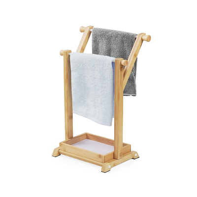 Soporte de toallas de bambú para baños y cocinas pequeños