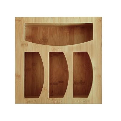Organizador de almacenamiento de bolsas de bambú con medidas de 30x30x7.6cm