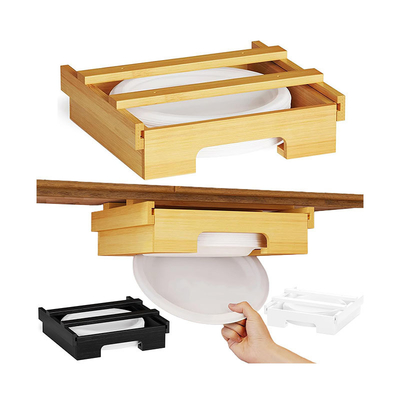 Organizador de estantes de cocina de bambú ajustable de nivel único debajo del gabinete Dispensador de placas de papel