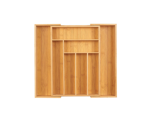 Conjunto de bandejas de cubiertos de bambú rectangulares ecológicos con 8 compartimientos ajustables