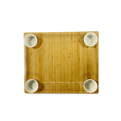 Comida de cocina de bambú Eco amigable tabla de corte conjunto con cubiertos y pizarras
