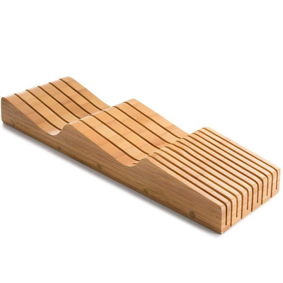 Organizador de bloques de cuchillo de bambú natural de 15 ranuras en el cajón con construcción ecológica