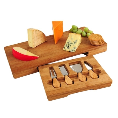 Tabla de corte de cocina sostenible a medida Conjunto de tabla de queso de bambú natural