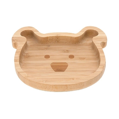 1L Capacidad Natural Orgánico Plato de Bebé en forma de oso de bambú con succión sostenible