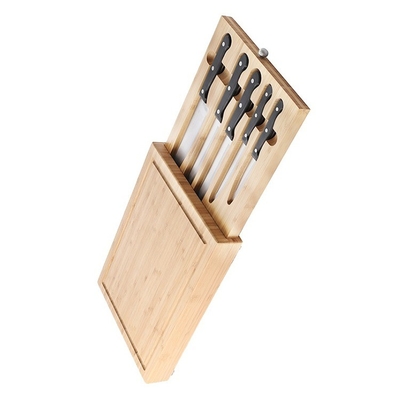 Conjunto de tableros plegables de bambú para almacenamiento en la cocina y cuchillos incluidos