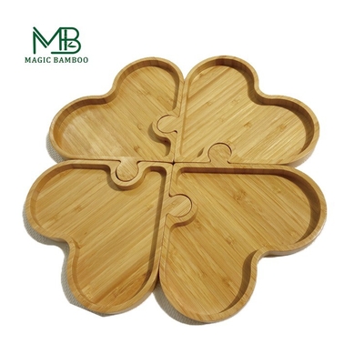 Conjunto de bandejas de bambú extraíbles Tipo de bandeja en forma de corazón para servir en cocina
