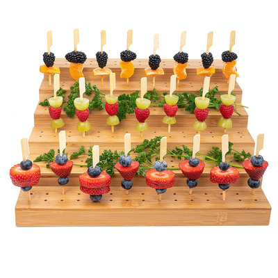 Seis niveles de comida Stand Bamboo Squewer Holder para buffet Cocktail Parties y eventos de catering