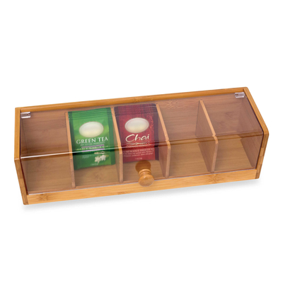 Organice sus bolsas de té de manera eficiente con una caja de té de bambú natural y 5 compartimentos