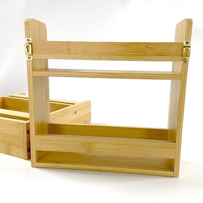Organizador de soporte de soporte de especias de bambú de doble capa 28x28x8cm para accesorios de cocina