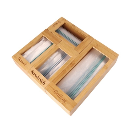 Caja de almacenamiento de arco de plástico de bambú natural aceptable con dispensador de papel de aluminio