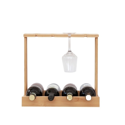 Portador de botellas de vino de bambú sostenible para 4 botellas perfecto para el almacenamiento de alimentos