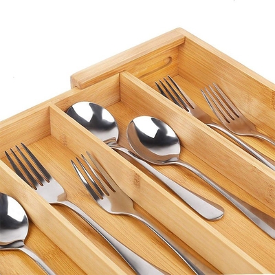 Caja de almacenamiento de bambú multifuncional de 5 cuadrados con cajón