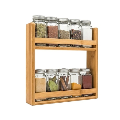 28x28x8cm bandeja de soporte de especias de bambú para el armario de la cocina en el cajón Organización de 3 niveles