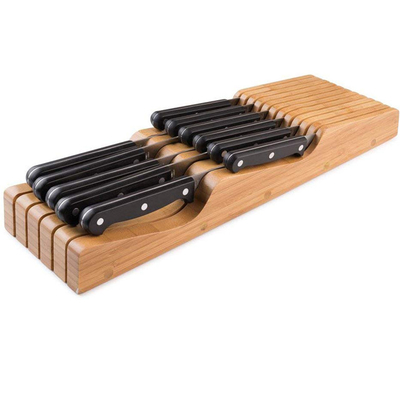 Cuchillo de bambú de 15 ranuras sostenible para accesorios de cocina de cajón 43X13.3X5cm