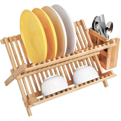 BAMBOO Rectángulo Placas plegables Tazas soporte soporte plegable Dryer de platos de drenaje