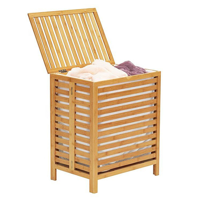 Cesto de lavado de ropa de baño de tela de bambú