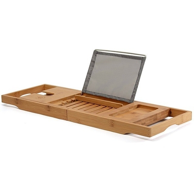 Cubierta de baño extensible sostenible Caddy de baño de bambú extra grande