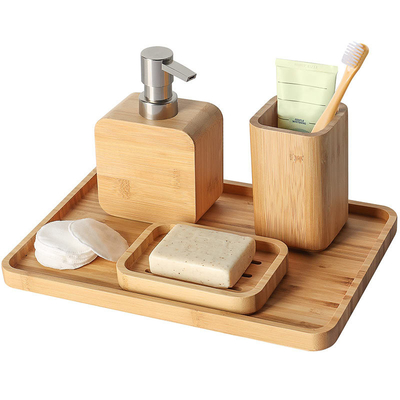 Accesorios de baño de bambú natural para el baño de oficina de hotel