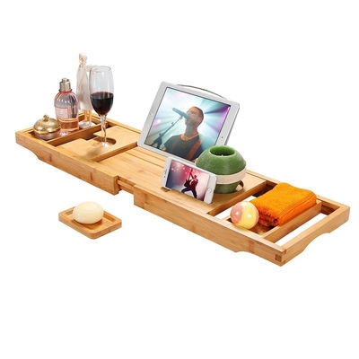 ODM Extensible Baño Caddy Bamboo Madera Baño Baño Baño Tab Tray Eco Amigable