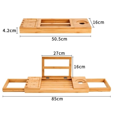 Muebles para el hogar Baño de bambú extensible Caddy bañera de bañera bandeja personalizada