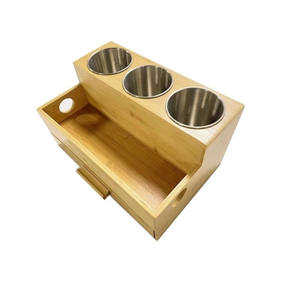 Herramienta de peinado de bambú natural organizador para maquillaje baño