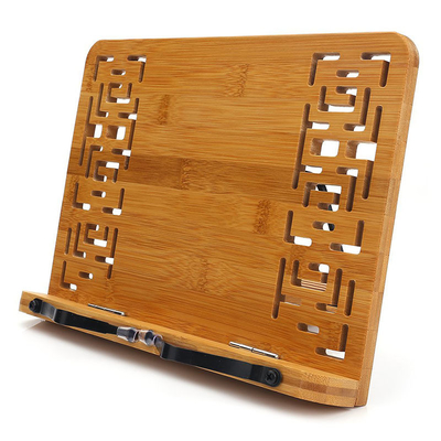Portador de tabletas de soporte de libros de bambú natural de forma rectangular con aspecto retro hueco