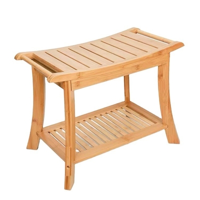 Certificado FSC sin resbalón Banco de ducha de bambú Sillón impermeable para toallas