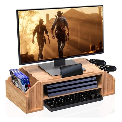 Organizador de escritorio de computadora con contenedores de almacenamiento de doble capa Diseño de bambú OEM / ODM aceptado