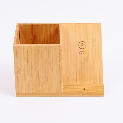 Caja de carga inalámbrica de sala de estar ecológica con inyección de bambú y organizador