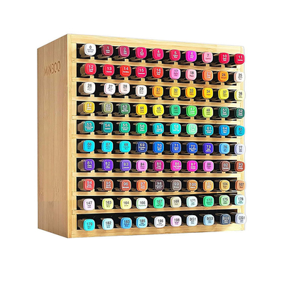 23 x 13.5 x 23CM Organizador de marcadores de bambú contiene 100 marcadores Estante de almacenamiento de suministros de arte