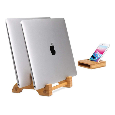 Stand portátil de bambú ajustable para computadoras portátiles vertical personalizado