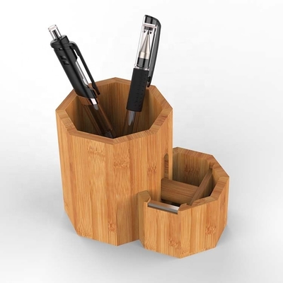 Organice su escritorio con este soporte multifuncional de lápiz de bambú 11.4*7.8*9cm