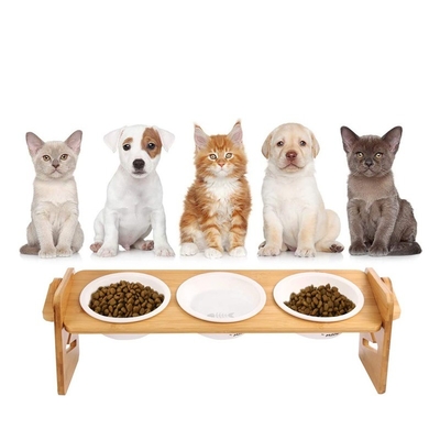 OEM/ODM aceptable soporte de madera comedor para mascotas comedor para gatos con soporte de bambú ajustable