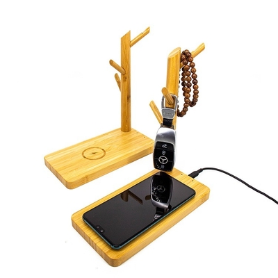 Estación de carga USB portátil soportes de soporte de carga de bambú personalizados para almacenamiento