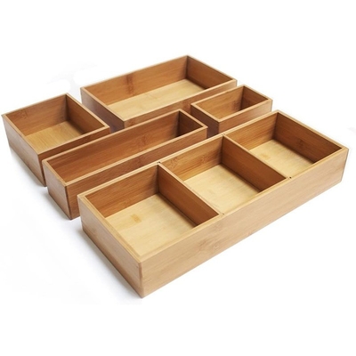 Suministros y accesorios de escritorio de madera de bambú organizador de cajones caja de contenedores 5 piezas