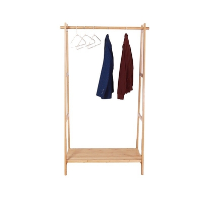 Moderno estilo de bambú ropa de pie colgante con estante de zapatos estanterías para tipo de pie
