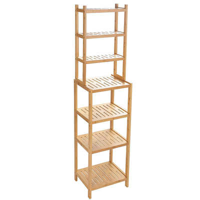 Estilo de diseño clásico Estante de bambú de 7 niveles Estante de almacenamiento multifuncional para el baño